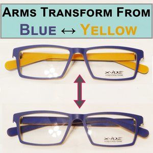 NWT- X-IDE CEDRO Glasses Blue/Yellow Transformable